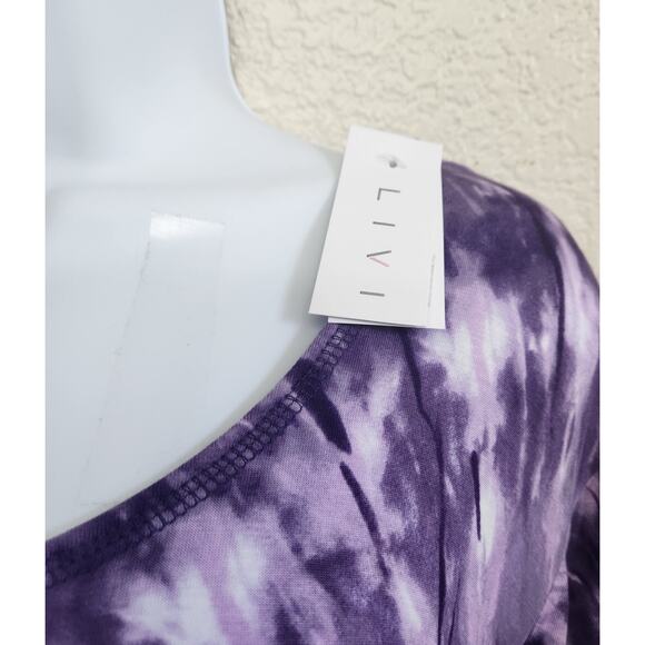 Livi Purple Tie Dye Athleisure Split Back Top 22 24 New With Tags Long Sleeves - Picture 3 of 6